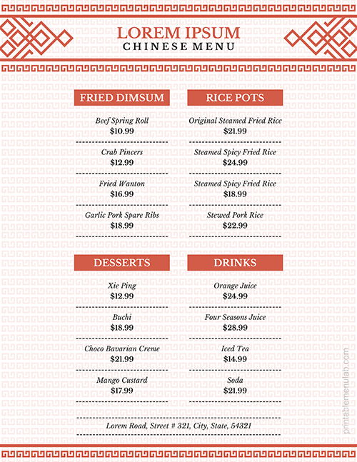 food menu design template