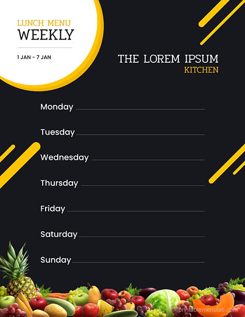 Personalized Weekly Menu Template Download
