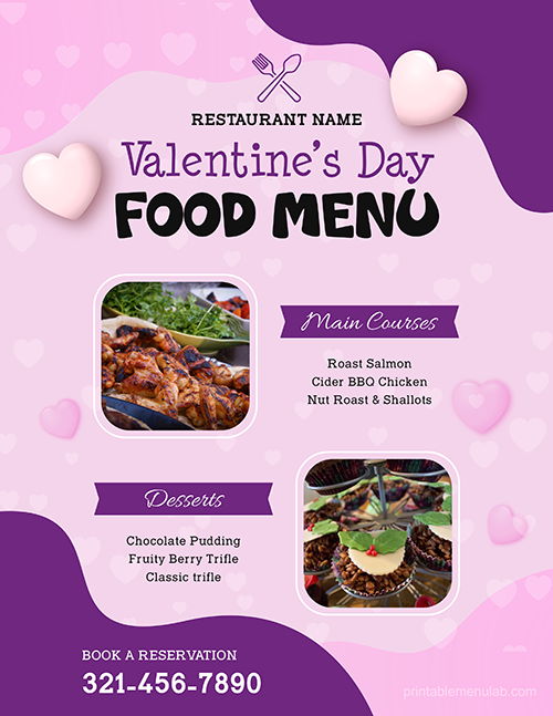 Valentine’s Day Restaurant Food Menu Idea