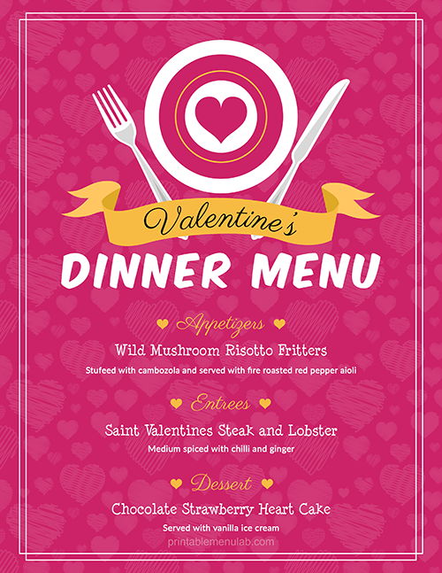 Romantic Valentine's Day Dinner Menu Ideas