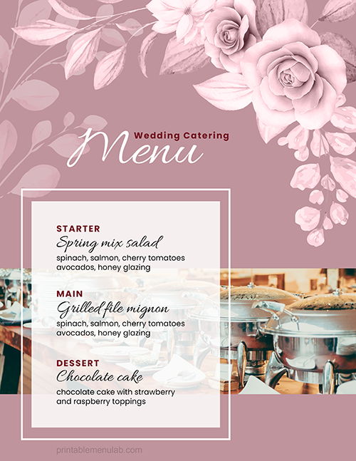 Wedding/Marriage Catering Menus Template