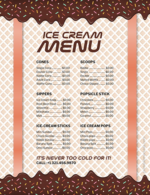 Ice Cream Daily Menu Template
