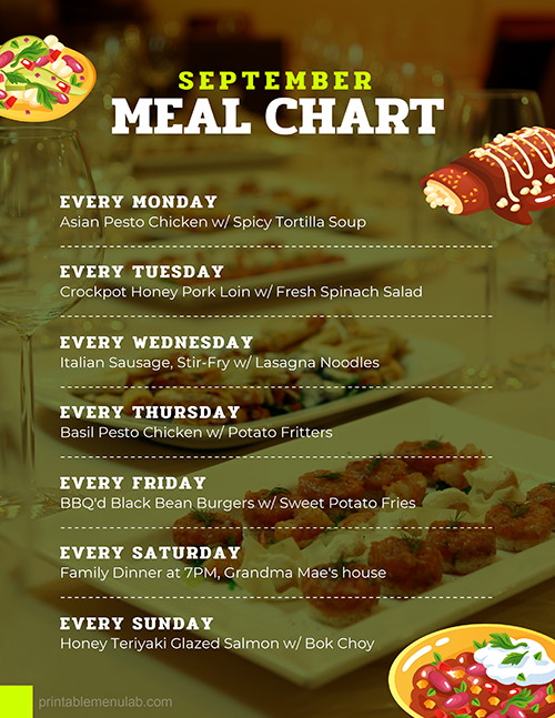 Monthly Meal Chart