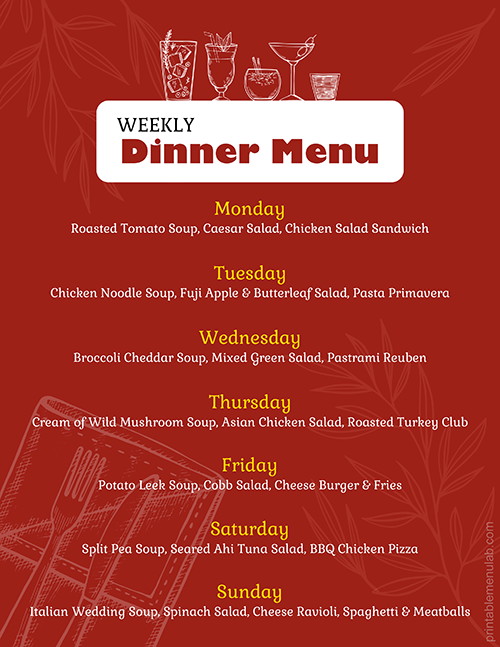 Weekly Dinner Menu