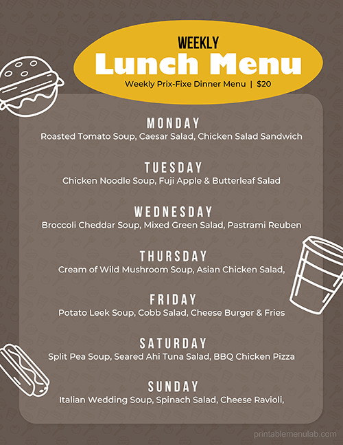 Weekly Lunch Menu