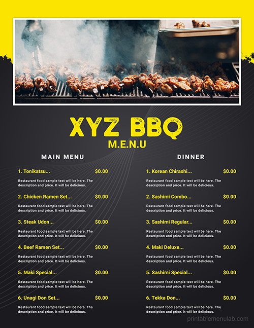 BBQ Takeout Menu