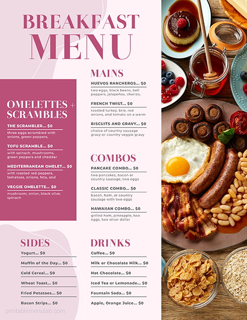 Breakfast Takeout Menu