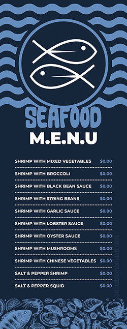 Half-Page Menu for Seafood