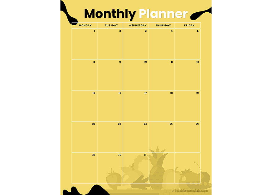 Download Blank Monthly Planner for MS Word