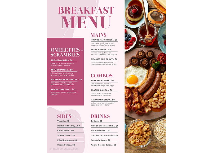 Download Breakfast Takeout Menu - MS Word Template