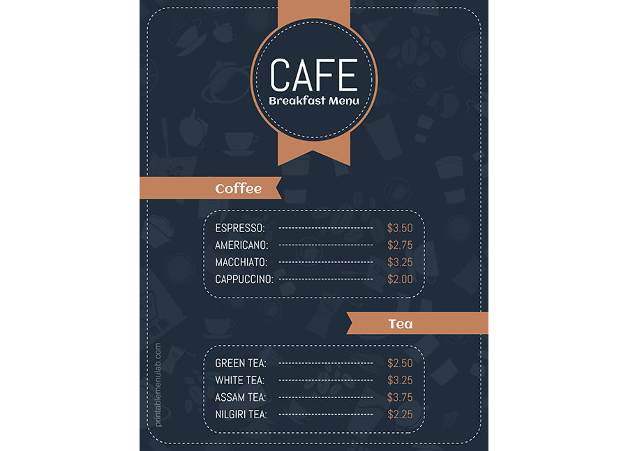 Download Free Cafe Breakfast Menu Template in Microsoft Word Format