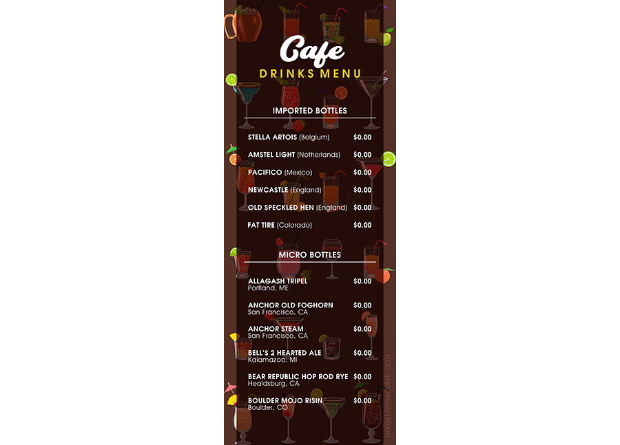 Download Half-Page Menu Template for a Cafe