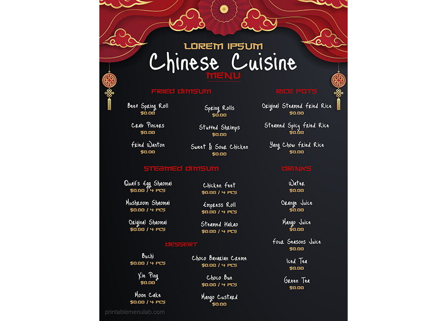 Download Chinese Cuisine Takeout Menu