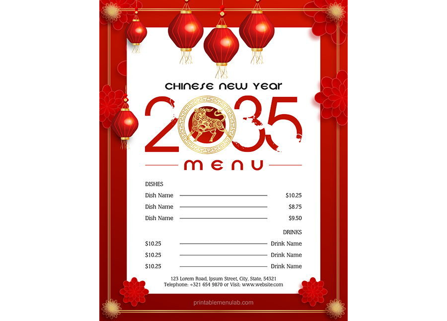 Download Special Chinese New Year Menu Design Sample - MS Word