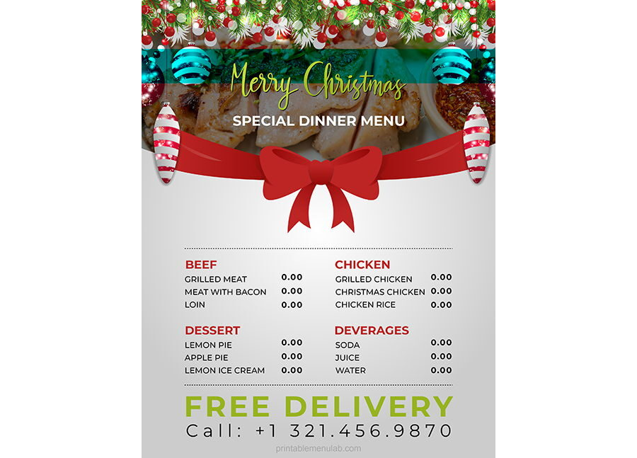 Download Brilliant & Special Christmas Dinner Menu Template - MS Word Format