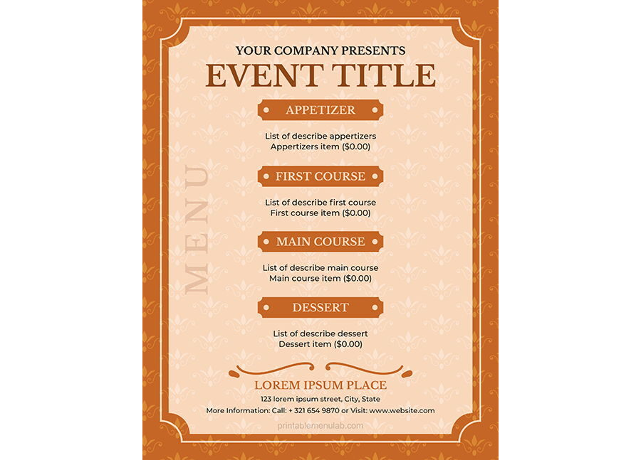 Download Best Banquet Menu Design Suitable for any kind of Events