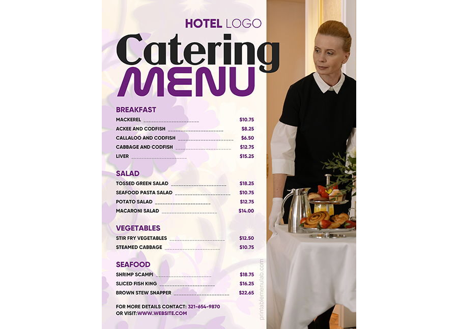 Download Formal Hotel Catering Menu Design for Microsoft Word