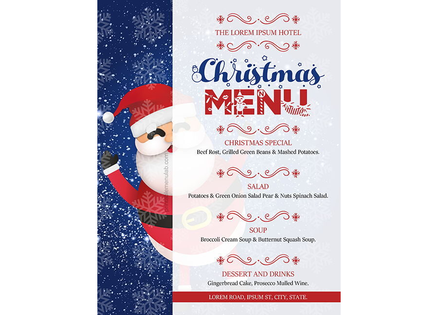 Download Exclusive Hotel Menu Template for Christmas - [Docx]
