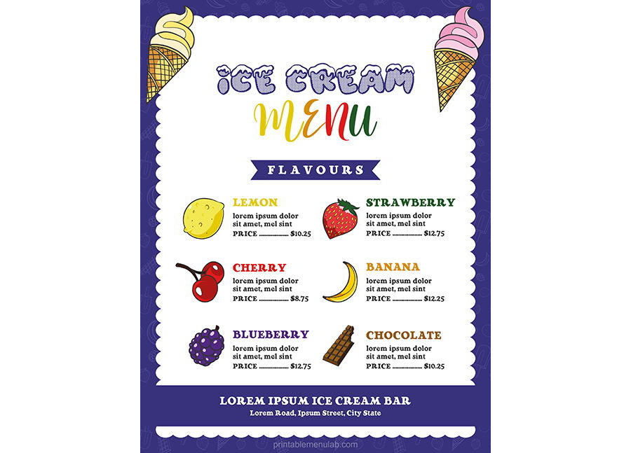 Download Attention-Grabbing Ice Cream Menu Template for MS Word