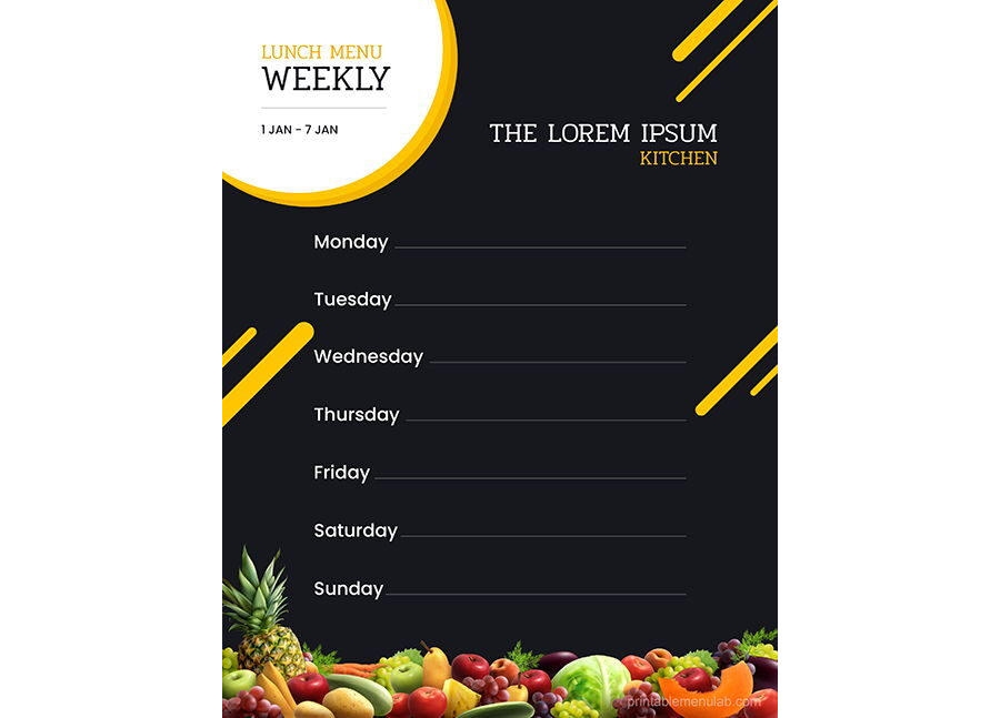 Download Personalized Weekly Menu Template - MS Word