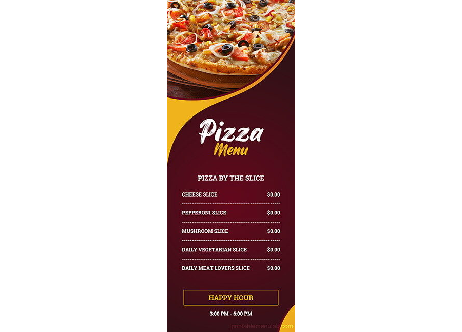 Download Half-Page Menu for Pizza Shop