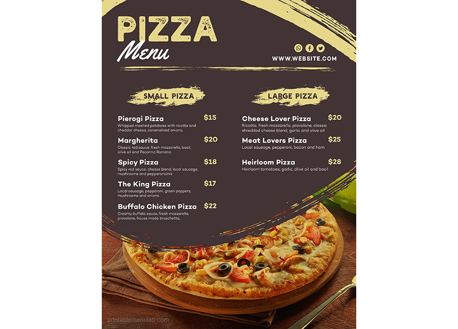 Download Takeout Menu for a Pizza Shop