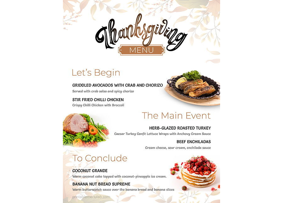 Download Gorgeous Printable Thanksgiving Menu Sample [DOCX]