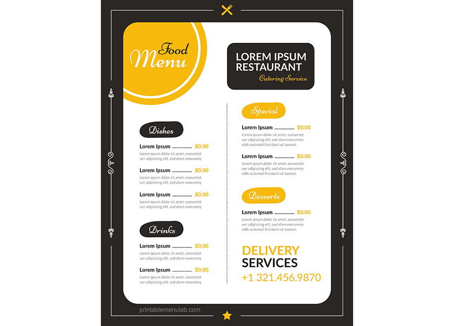 Download Restaurant Catering Food Menu Design IDEA with Delivery Services