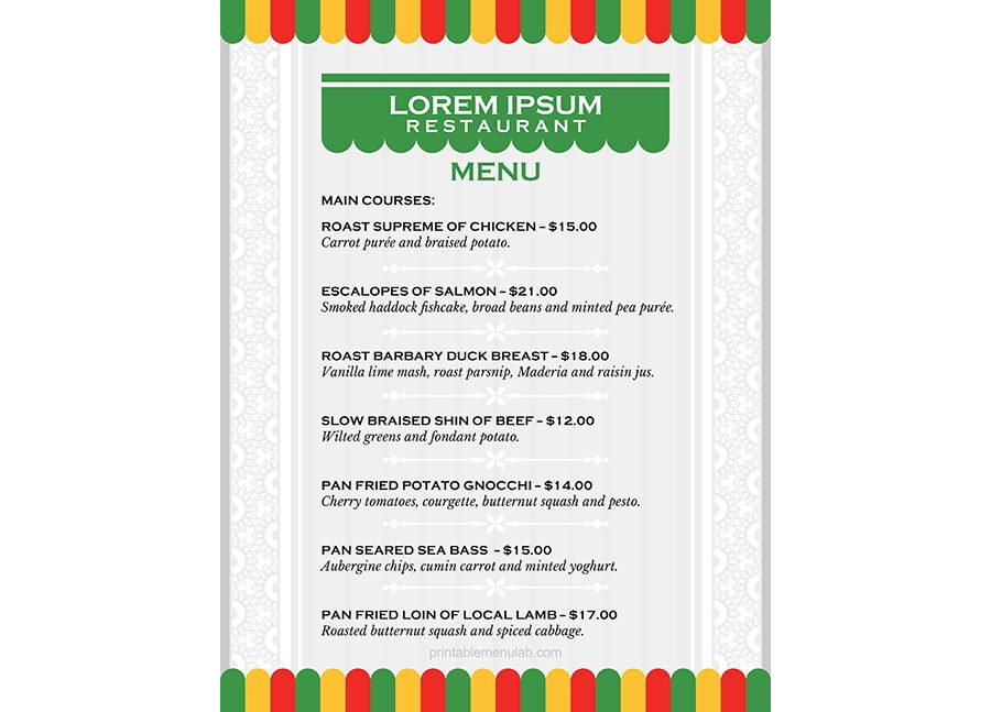Download Restaurant Menu List Template for Small and Large Restaurants - [MS Word]