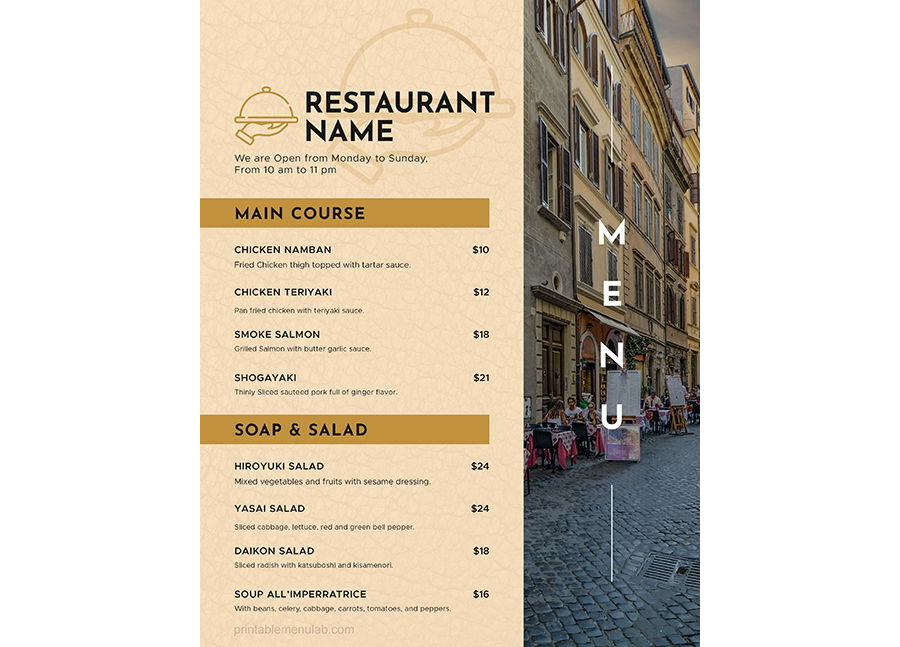 Download Recommended Simple Restaurant Takeaway Menu Template - MS Word
