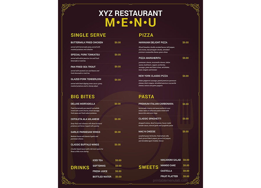 Download Takeout Menu for a Restaurant