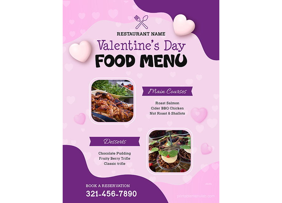 Download Valentine’s Day Restaurant Food Menu Idea [Docx]
