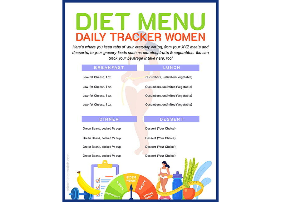 Download Diet Menu for Women - MS Word Format
